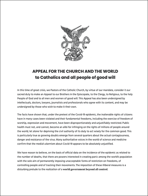 vigano appeal for church and world